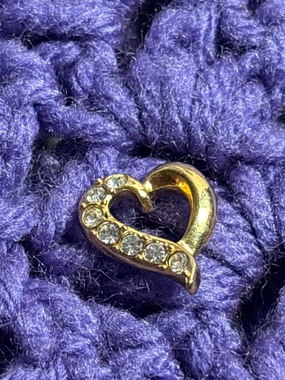 Vintage Avon Goldtone Heart Pendant Clear Rhinestones 5/8 inch
